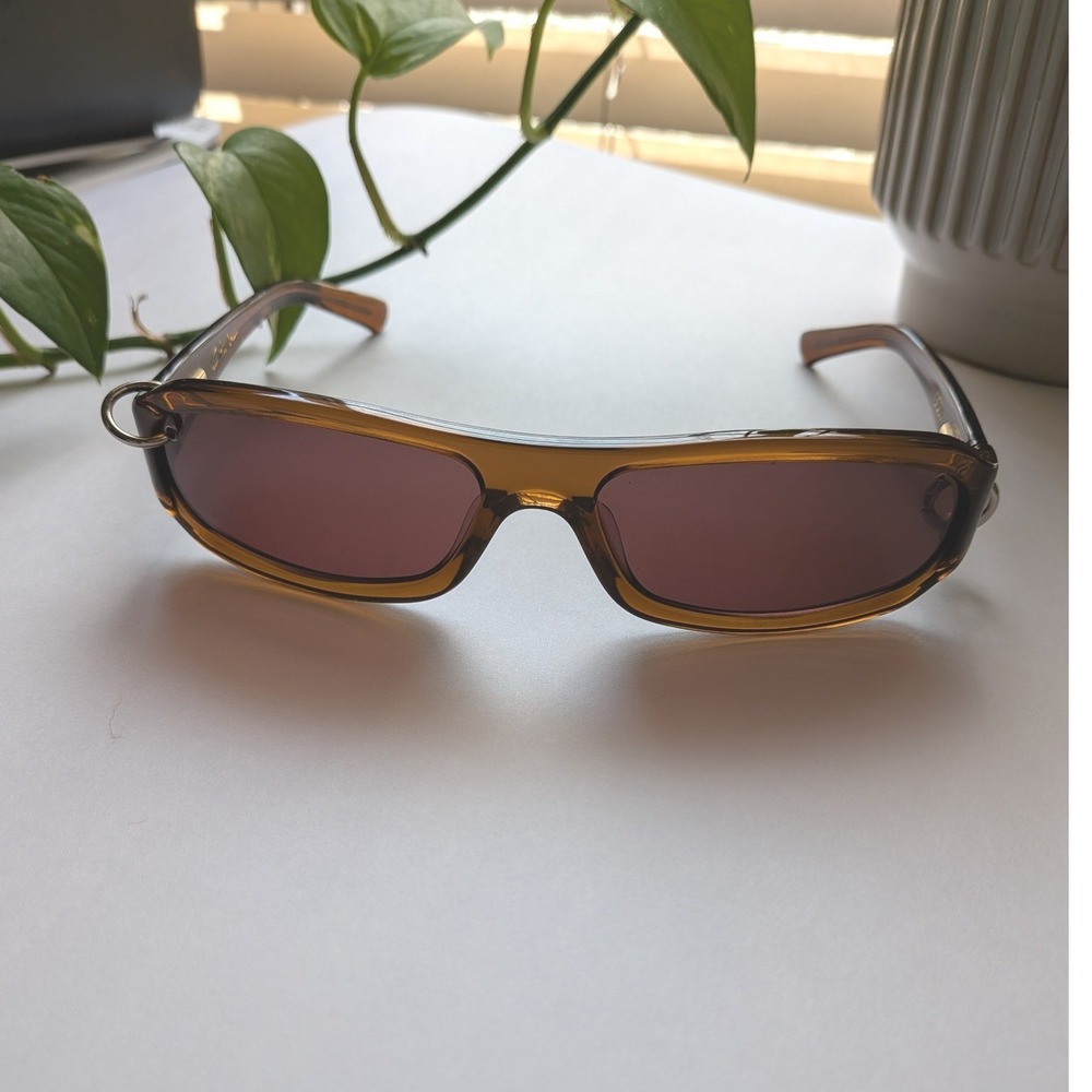 DEZI Chula Sunglasses Y2K Baggy Streetwear Ring Detail Amber Wrap Vibe